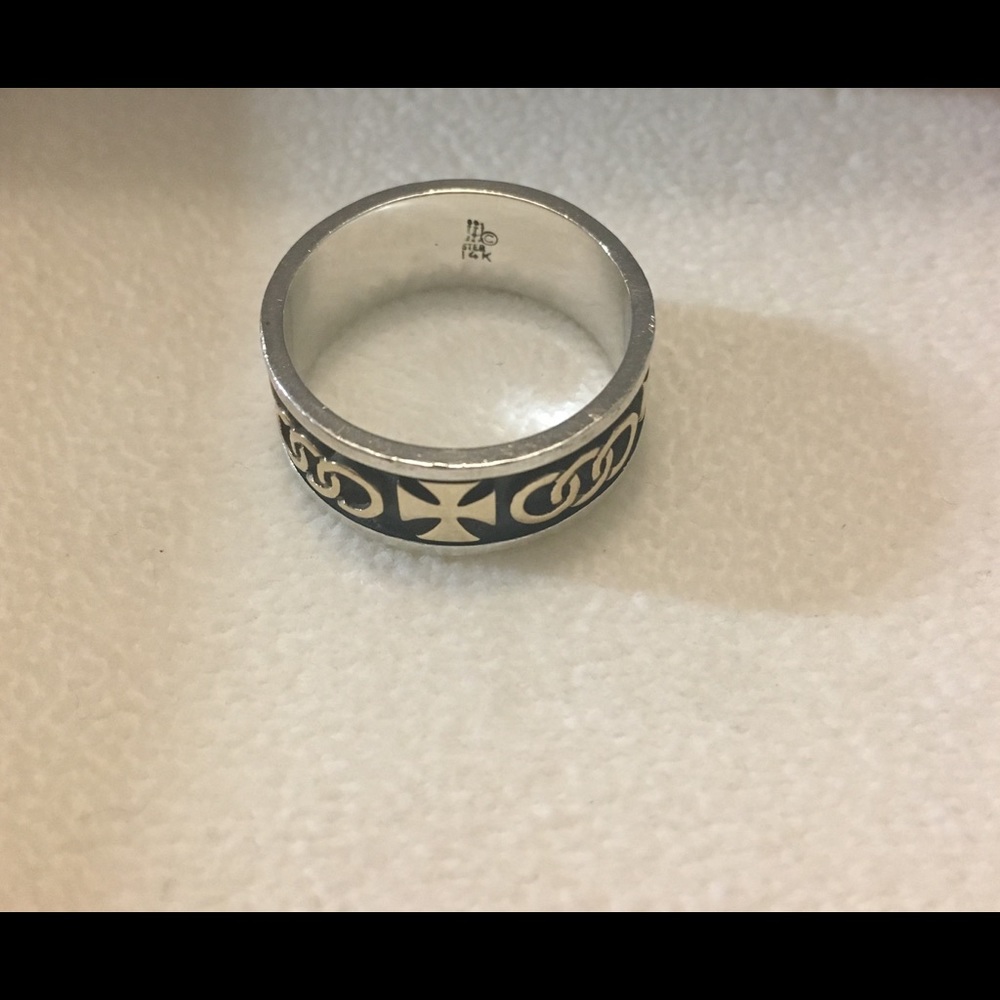 SOLD Retired James Avery sterling/14k Cross ring - Picture 1 of 3